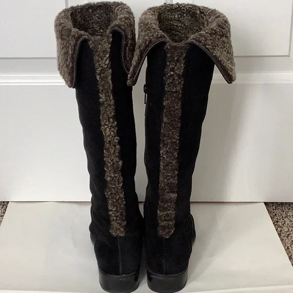 Stuart Weitzman black suede shearling boots. Size 7.5 - Picture 5 of 10